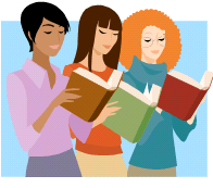 3 women reading books as envisaged by chick lit marketeer